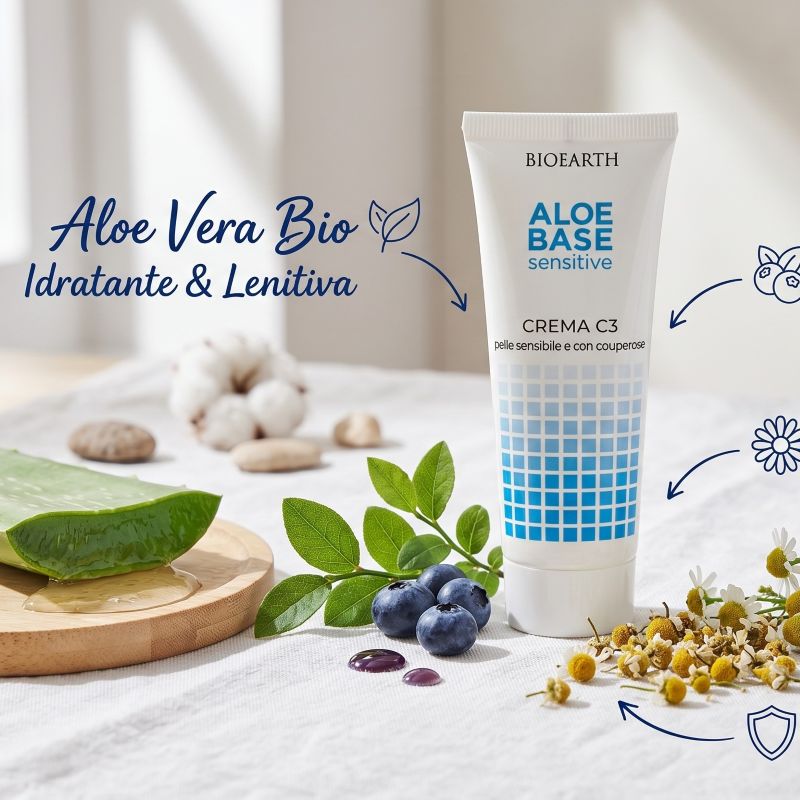 Crema Aloebase Sensitive C3 - pelle sensibile con couperose<br>Bioearth
