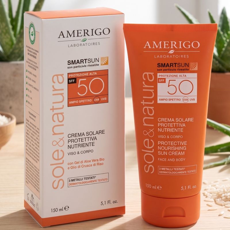 CREMA SOLARE PROTEZIONE ALTA SPF 50 <br>Amerigo cosmesi