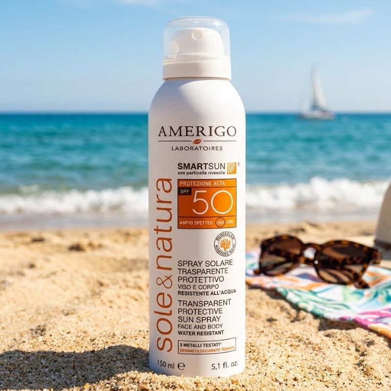 SPRAY SOLARE TRASPARENTE PROTEZIONE ALTA SPF 50 <br>Amerigo cosmesi