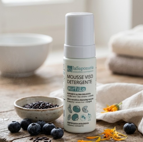 Mousse detergente viso Mirtilla <br>La Saponaria