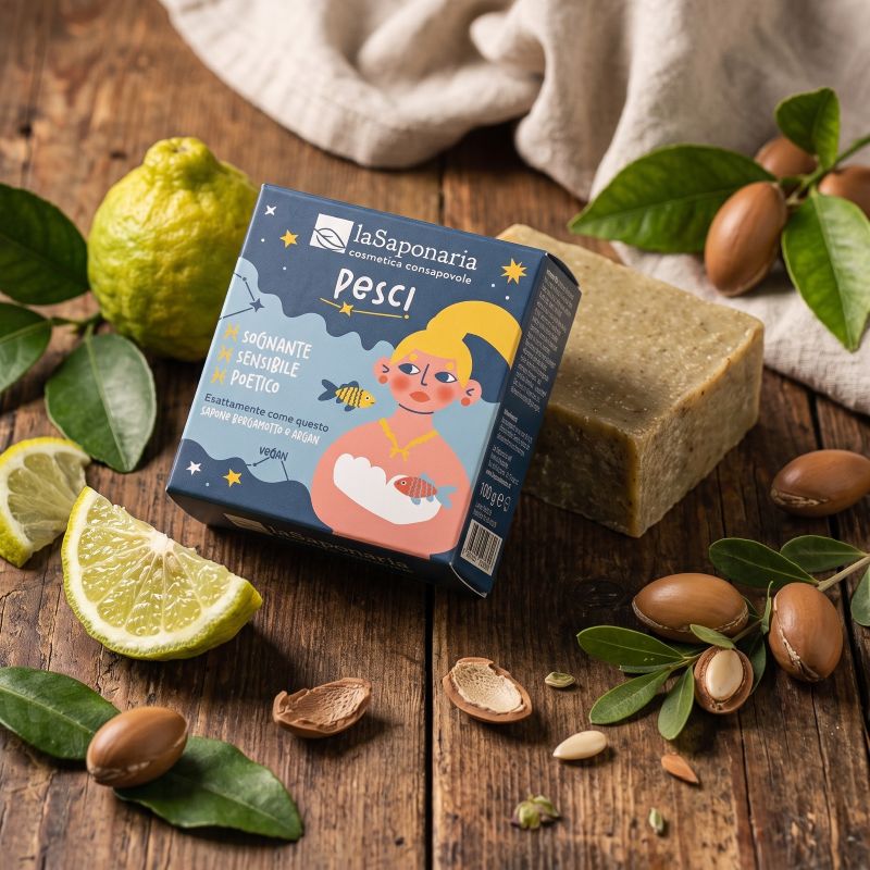 Pesci - Sapone bergamotto e argan <br> La Saponaria